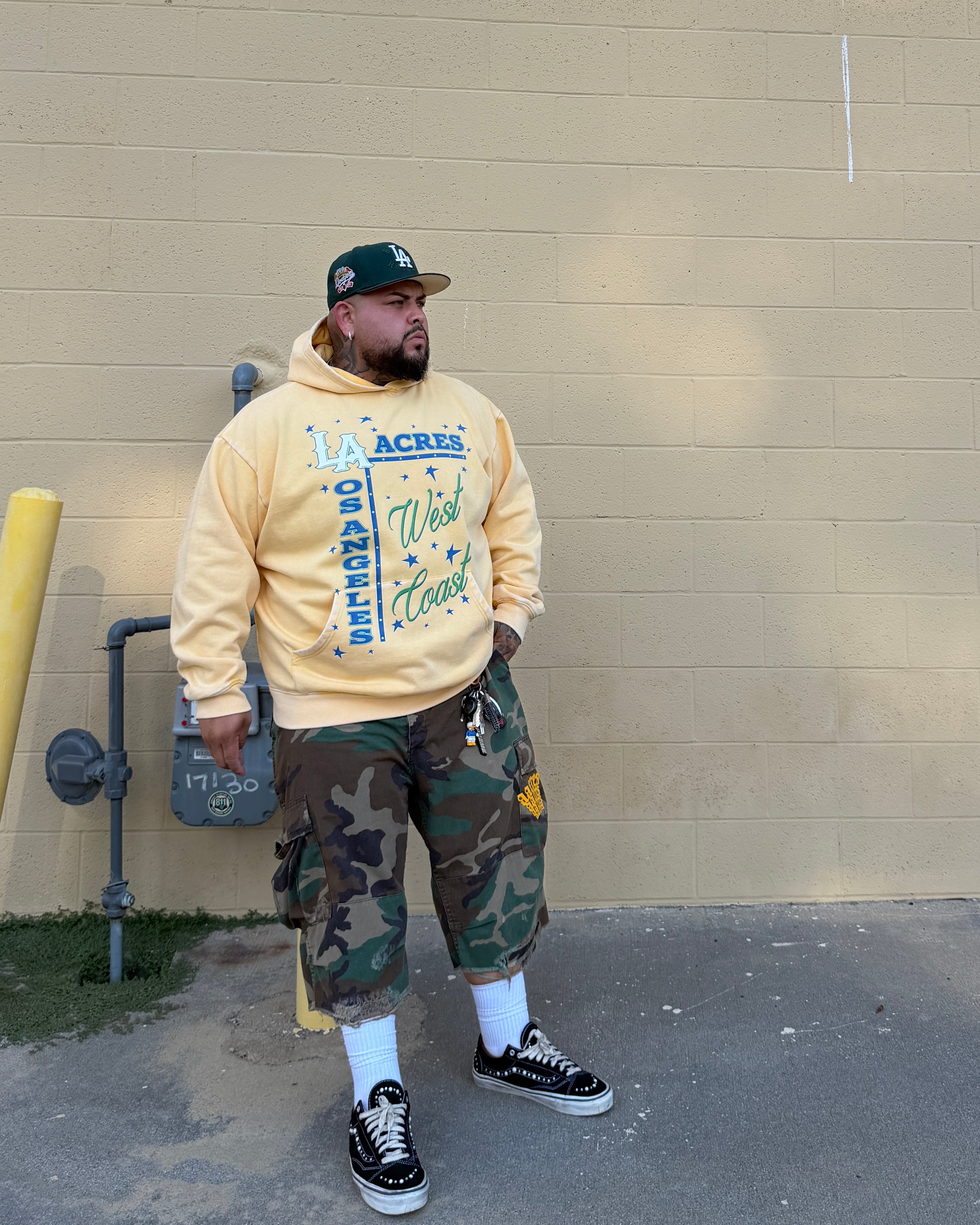 WEST COAST STARS VINTAGE YELLOW HOODIE