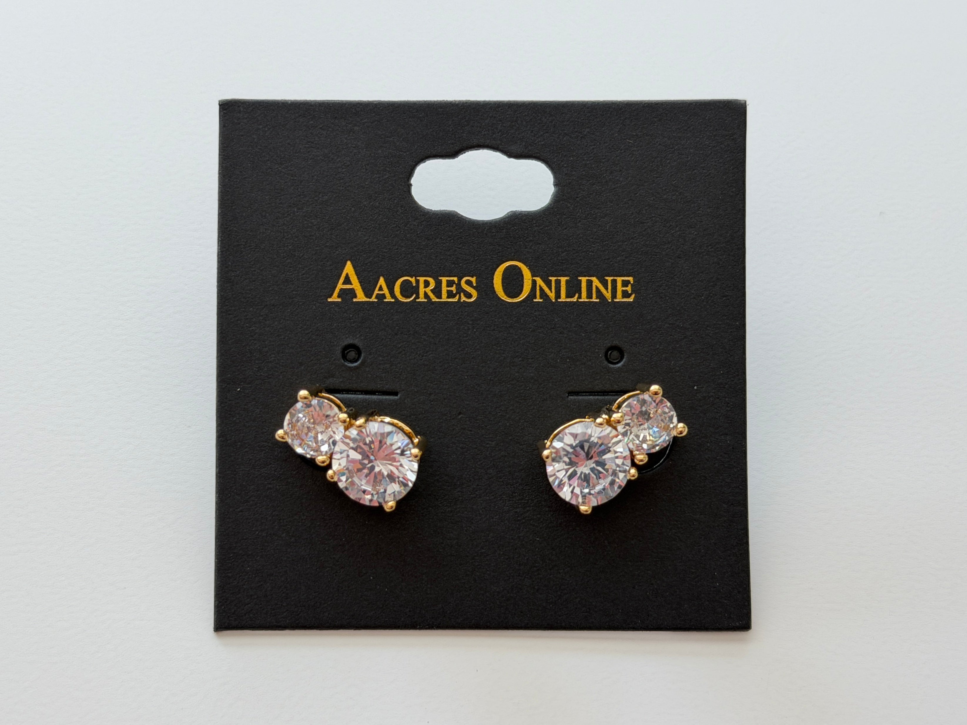 DOUBLE STONE EARRINGS (2 STONES 1 NEEDLE) 1 PAIR