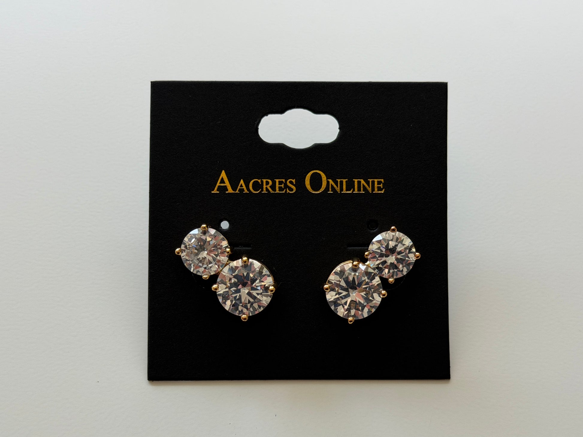 DOUBLE STONE EARRINGS (2 STONES 1 NEEDLE) 1 PAIR
