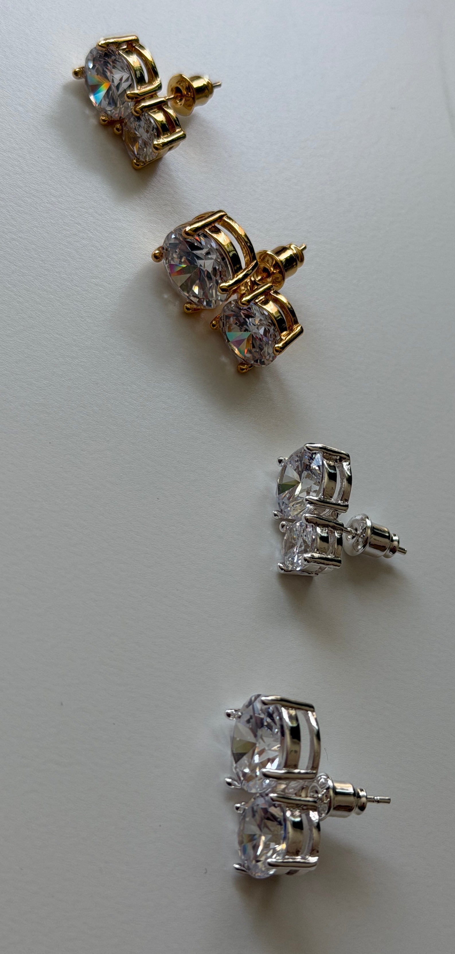DOUBLE STONE EARRINGS (2 STONES 1 NEEDLE) 1 PAIR
