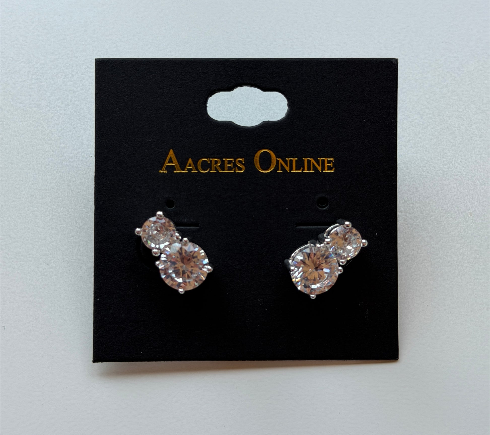 DOUBLE STONE EARRINGS (2 STONES 1 NEEDLE) 1 PAIR