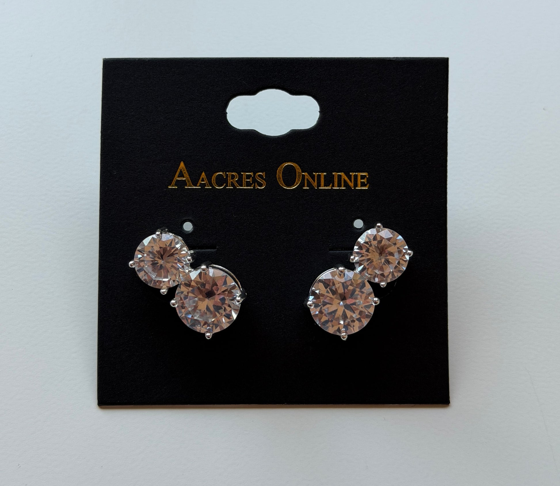 DOUBLE STONE EARRINGS (2 STONES 1 NEEDLE) 1 PAIR