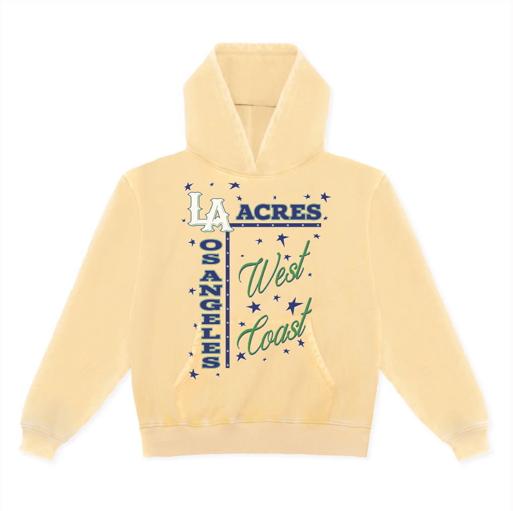 WEST COAST STARS VINTAGE YELLOW HOODIE